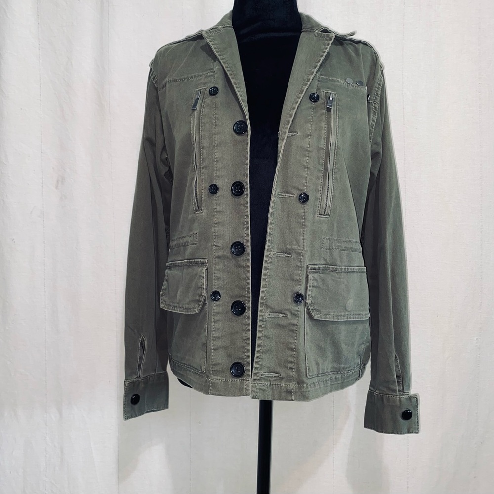 BCBGeneration Olive Green Military Utility Jacket with Epaulettes
